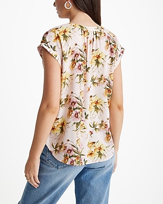 SS ROLLED SLEEVE GRAMERCY 9710622 PETITIE DAHLIAS:PRINT-PINK:S