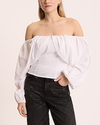 Off The Shoulder Long Sleeve Draped Top