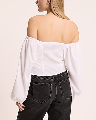 Off The Shoulder Long Sleeve Draped Top