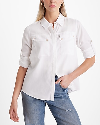 Novelty Button Front Pocket Shirt Women's