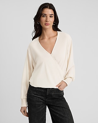 V-Neck Long Sleeve Surplice Top