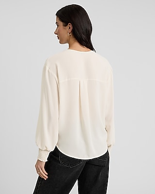 V-Neck Long Sleeve Surplice Top