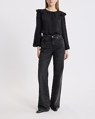 Crew Neck Long Sleeve Ruffle Top