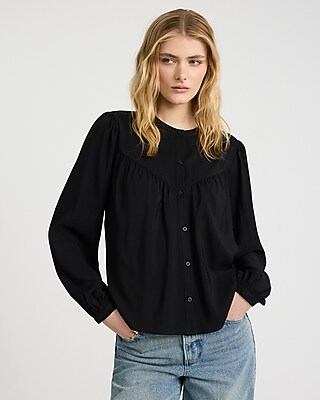 Collarless Long Sleeve Shirt