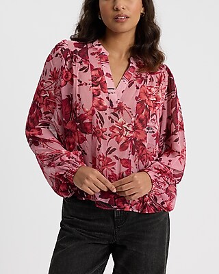 Floral V-Neck Long Sleeve Top