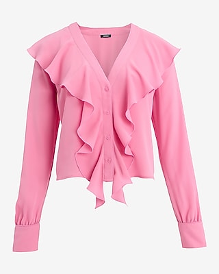 Ruffle Front Long Sleeve Top