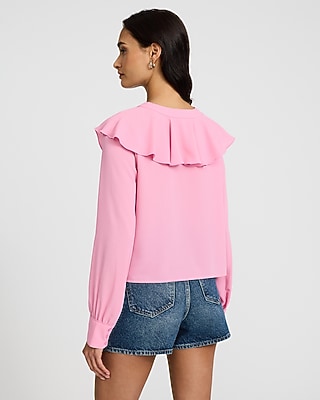 Ruffle Front Long Sleeve Top
