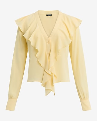 Ruffle Front Long Sleeve Top