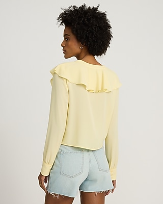 Ruffle Front Long Sleeve Top