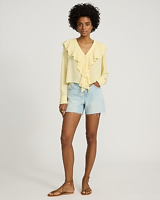 Ruffle Front Long Sleeve Top