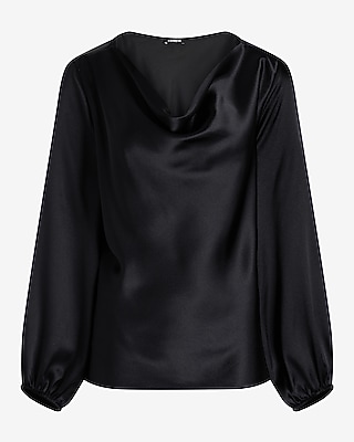 JUMP LONG BISHOP SLV COWL NECK TOP 970178800:PITCH BLACK:M