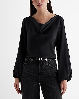 JUMP LONG BISHOP SLV COWL NECK TOP 970178800:PITCH BLACK:M