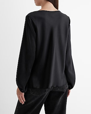 JUMP LONG BISHOP SLV COWL NECK TOP 970178800:PITCH BLACK:M