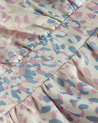 Satin Abstract Print Tie Back Peplum Top