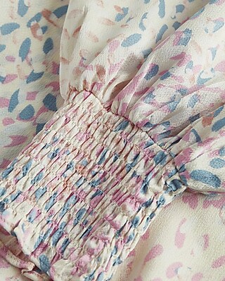 Satin Abstract Print Tie Back Peplum Top