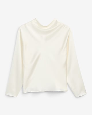 Satin Mock Neck Long Sleeve Top