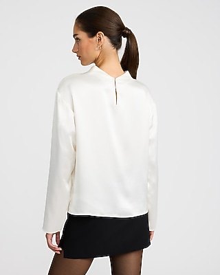 Satin Mock Neck Long Sleeve Top