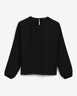 Georgette Crew Neck Balloon Sleeve Top - image 4