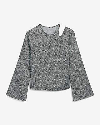 Satin Shoulder Cutout Long Sleeve Top - image 5