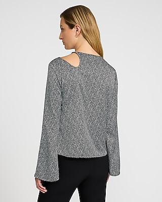 Satin Shoulder Cutout Long Sleeve Top - image 2