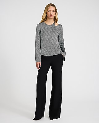 Satin Shoulder Cutout Long Sleeve Top - image 4