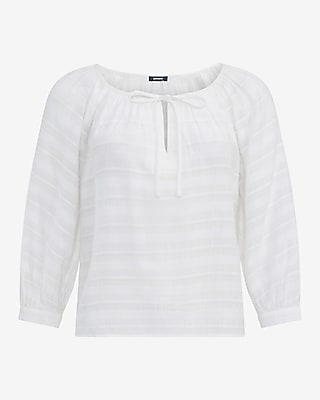 Dobby Striped Tie Front Top - image 5