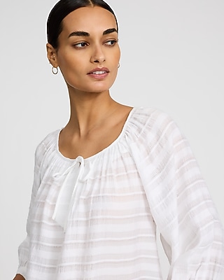 Dobby Striped Tie Front Top - image 2
