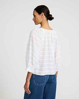 Dobby Striped Tie Front Top - image 3