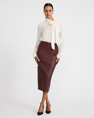 Floral Chiffon Jacquard Tie Neck Long Sleeve Top