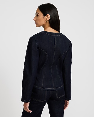 Denim V-Neck Long Sleeve Button Front Top