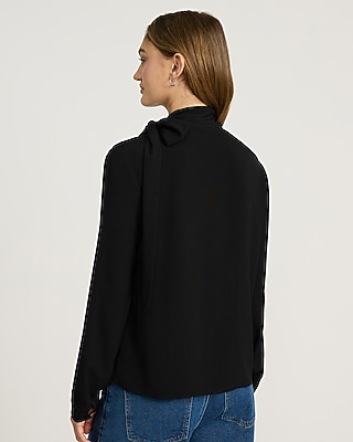 Long Sleeve Tie Neck Ruched Top
