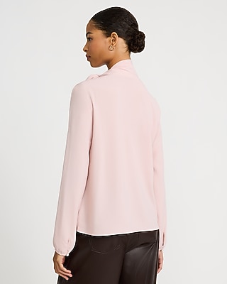 Tie Neck Long Sleeve Ruched Top