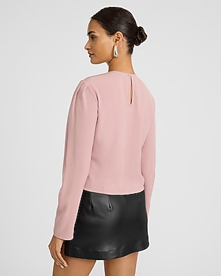 Puff Sleeve Bow Front Ruched Top