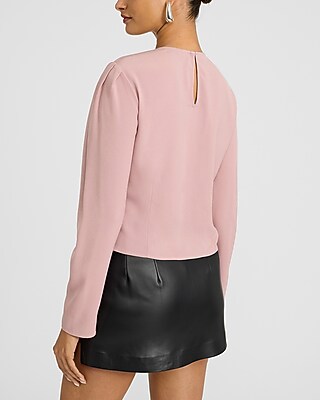 Puff Sleeve Bow Front Ruched Top