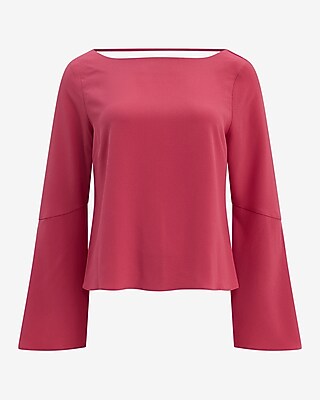 Boat Neck Bell Sleeve Cowl Back Top - thumbnail 7