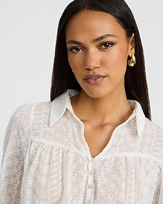 Sheer Eyelet Collared Shirt - thumbnail 6