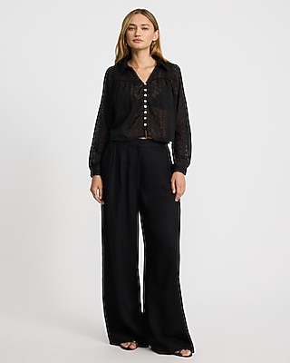 Sheer Eyelet Collared Shirt
