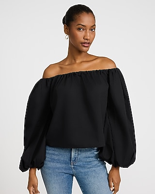 Matte Jersey Draped Off The Shoulder Long Sleeve Tee | Express