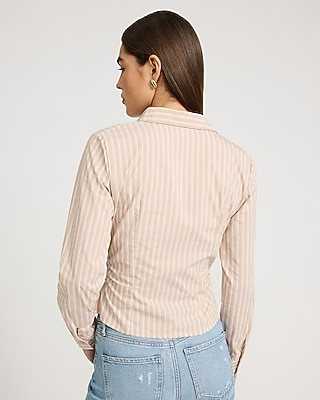 Striped Ruched Fitted Cutaway Shirt - image 2