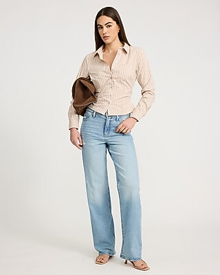 Striped Ruched Fitted Cutaway Shirt - image 3