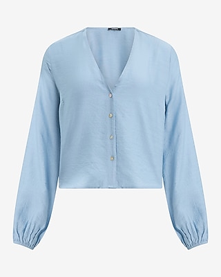 Textured Slub V-Neck Long Sleeve Shirt