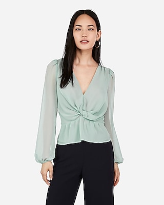 deep v peplum top