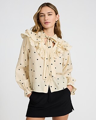 Heart Tie Neck Ruffle Top - image 2
