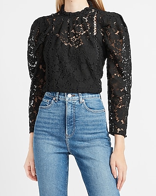 Lace Puff Sleeve Top | Express