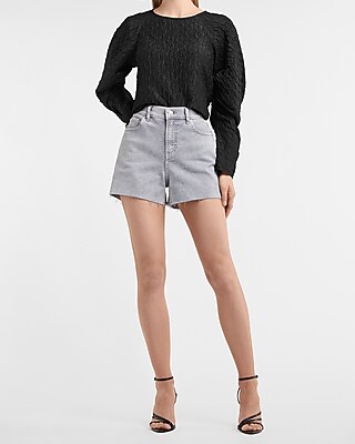 Textured Jacquard Puff Sleeve Top
