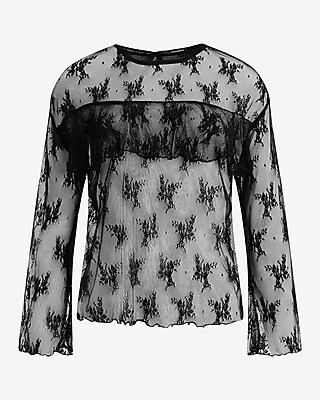 Lace Crew Neck Ruffle Top - image 3