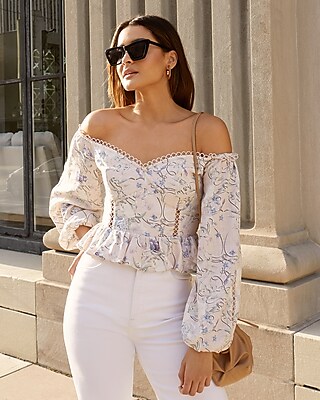 Express white off hot sale the shoulder top