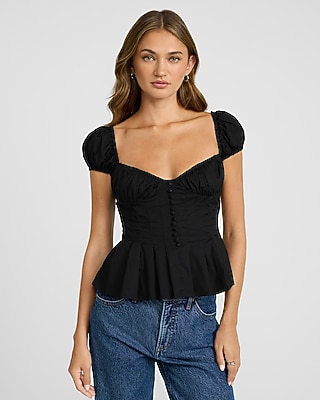 最終値下げ【euw】puff sleeve peplum top euw】puff sleeve peplum top