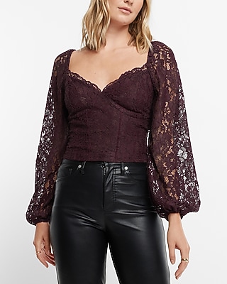 EX LS AO LACE CROP CORSET BLS 9708734:PITCH BLACK:XXS