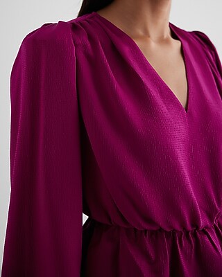 Long Sleeve V-Neck Peplum Top - thumbnail 6